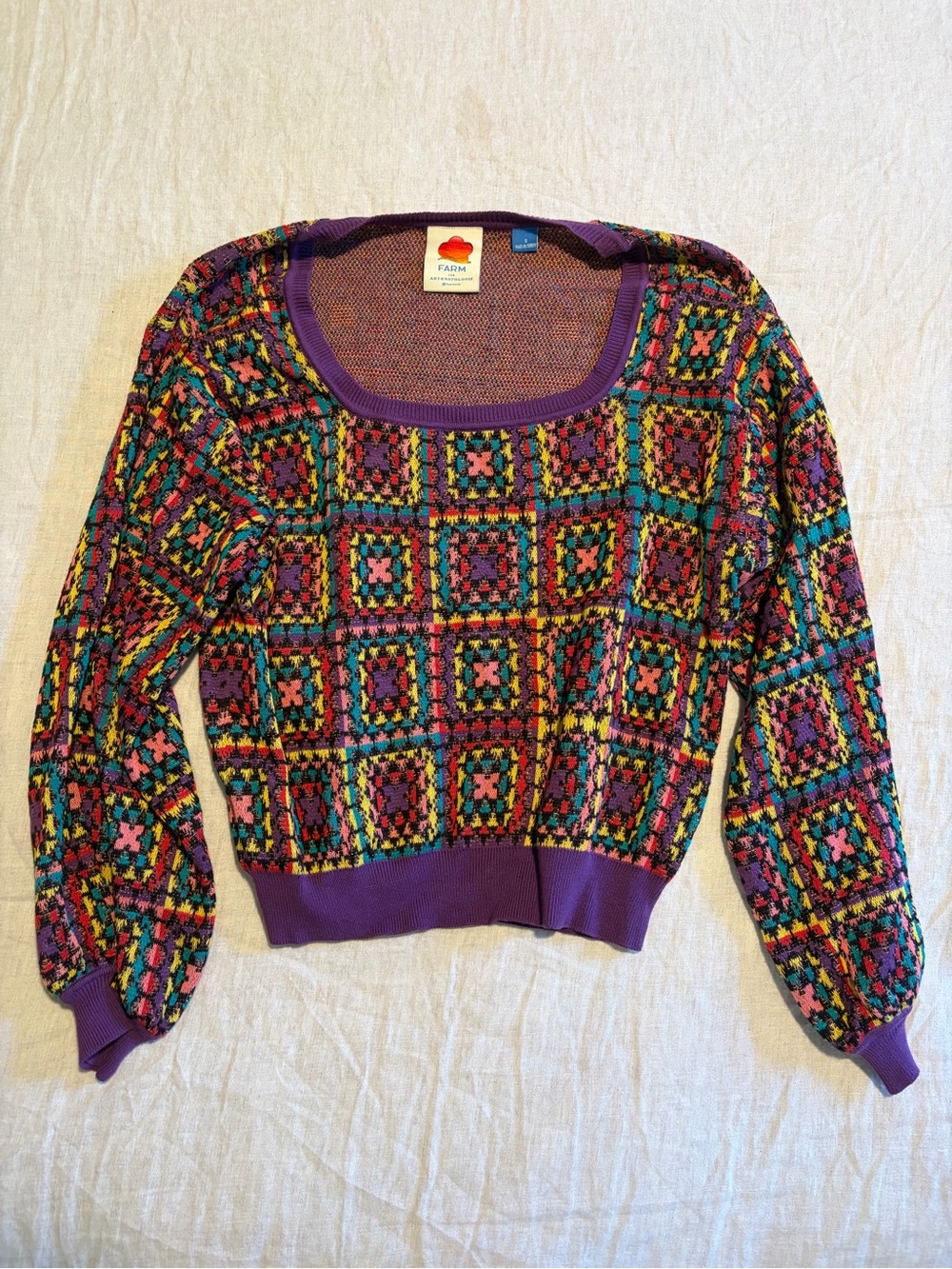 Farm Rio for Anthropologie Colorful Knit Sweater